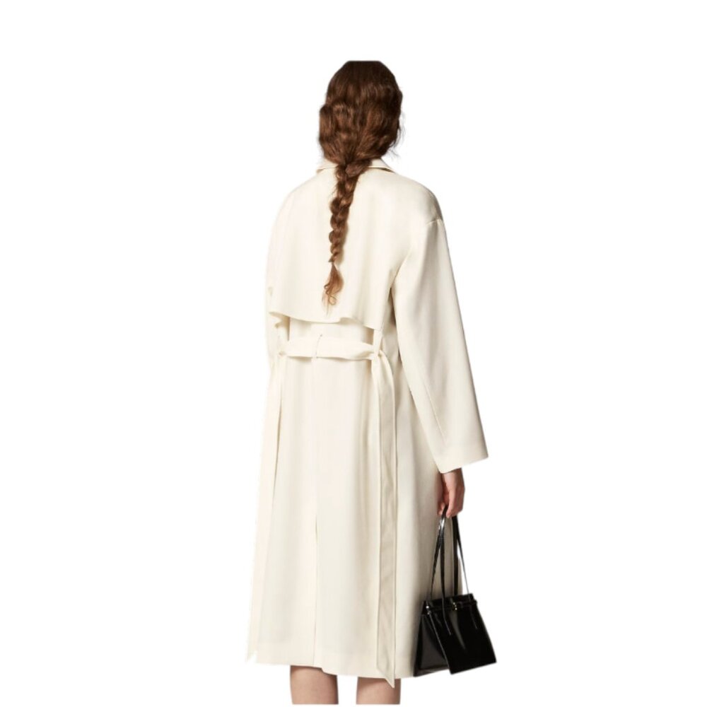 NWT JCREW Wool Trench Coat Womens 4 Cream Ivory Double Breasted CN067 Lined *** - Picture 3 of 13